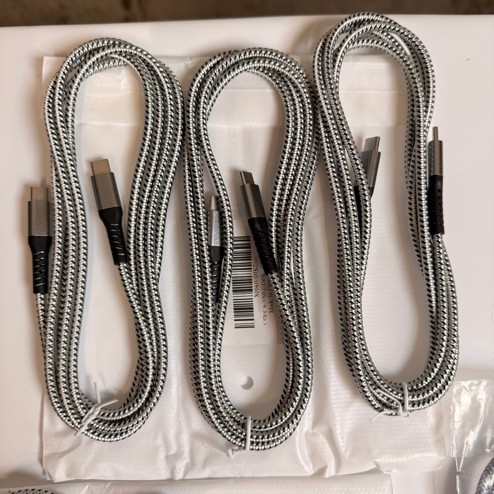 Lot of 13 Mixed USB C to USB C 60W Fast Charging Cables 6ft 10ft Braided Type - Picture 2 of 6